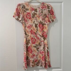 Reformation Floral Mini Dress in Pink and Cream
